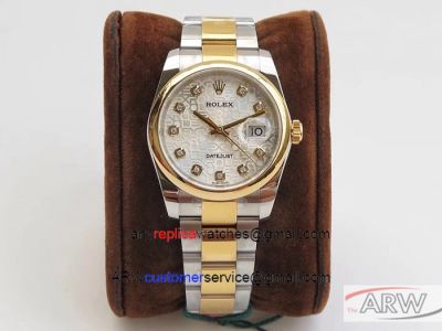 904L Steel DJ Factory Watches - Rolex Datejust Diamond Dial 2-Tone Strap Replica Watch